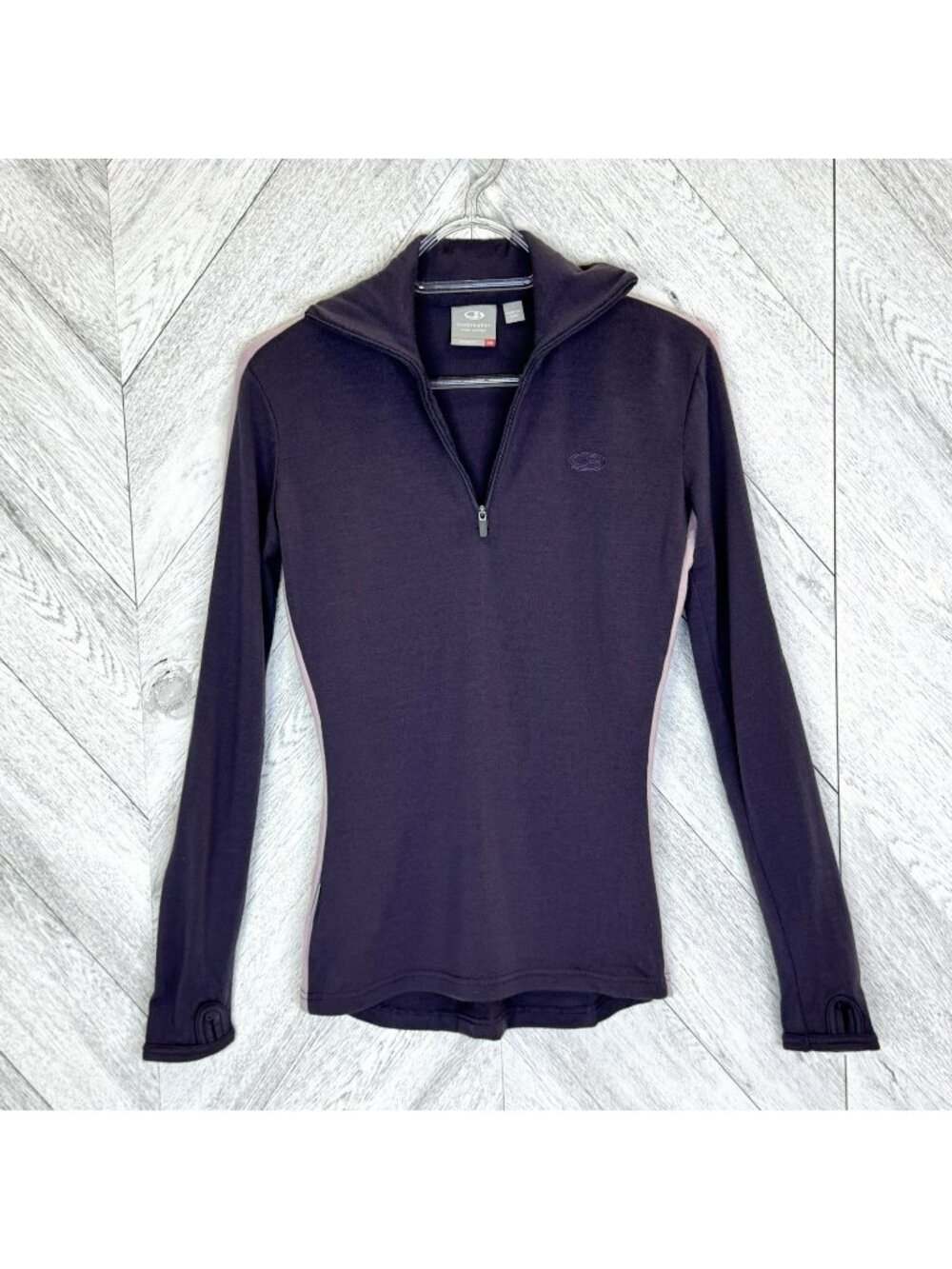 Icebreaker Bodyfit 260 100% Merino Wool 1/4 Zip Base Layer Shirt Purple Size XS